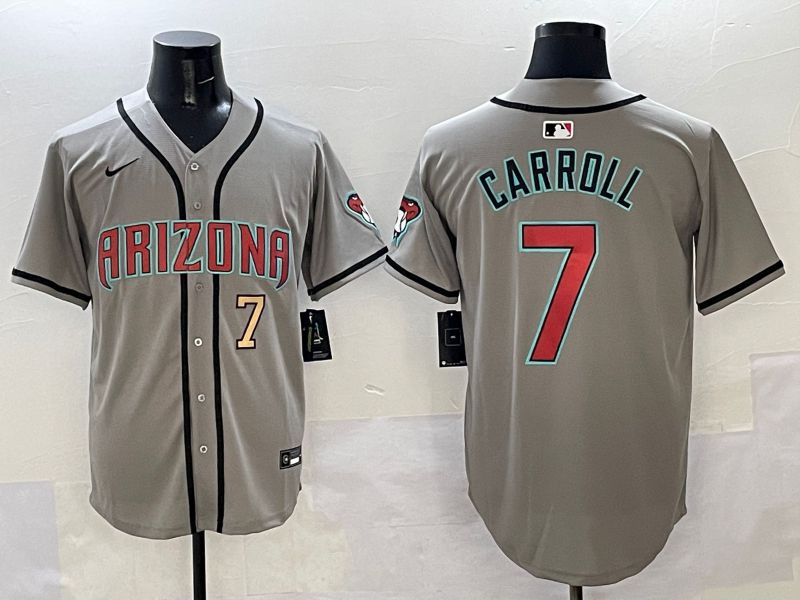 Men Arizona Diamondback #7 Carroll Grey Game Nike 2025 MLB Jersey style 34->arizona diamondback->MLB Jersey